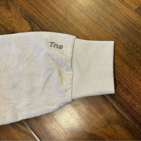 TNA Aritzia Towel Terry Midweight pale pink/beige crewneck sweatshirt NWT - Picture 4 of 6